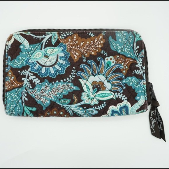 Vera Bradley Java Blue Zip Around Quilted Wallet Clutch - Picture 2 of 8